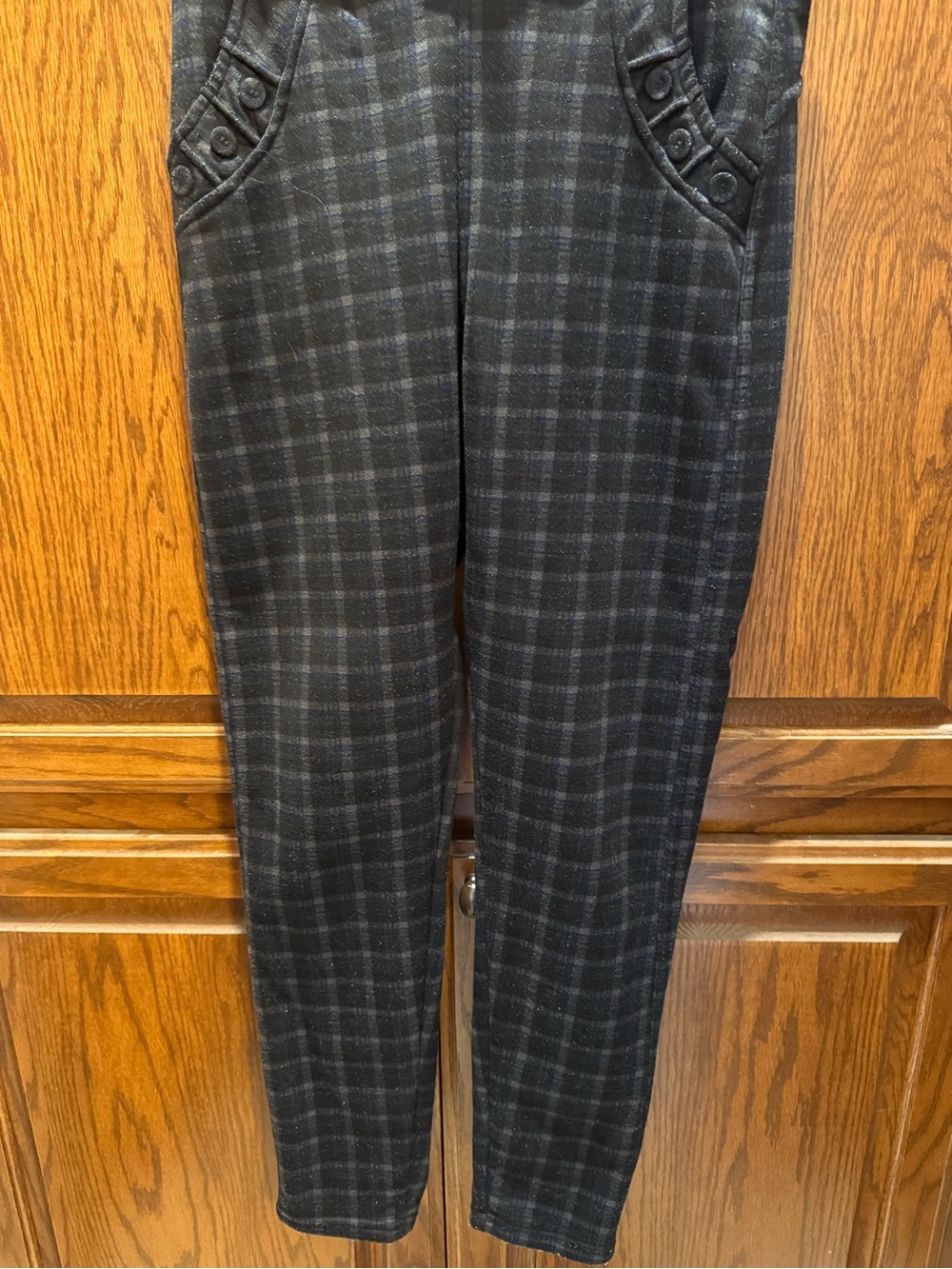 Black Plaid Slim Leg Pants